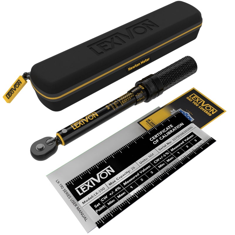 LEXIVON Bike Torque Wrench 1/4-Inch Drive  Newton Meter | 72-Tooth Gear  Dual-Direction Click Type  2-26 Nm (17.7-230.1 in-lb) | Portable for Road & Mountain Bicycles (LX-190) - Image 5